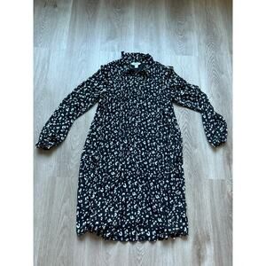 Nine West Leopard Black White Long Sleeve Dress, Women’s size small, collar